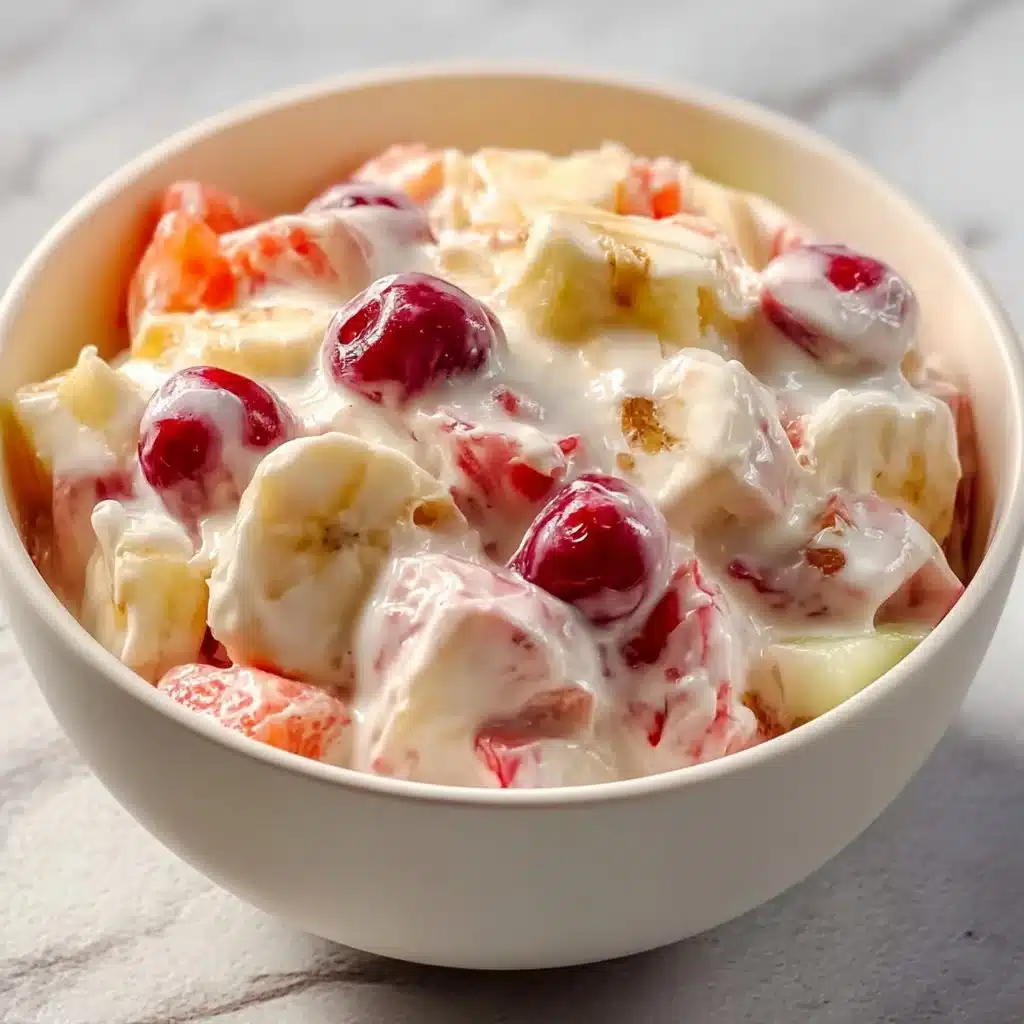 Colorful bowl of Better Than Sex Fruit Salad featuring fresh fruits