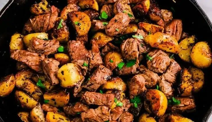 Butter Steak Bites with Garlic Herb Potatoes