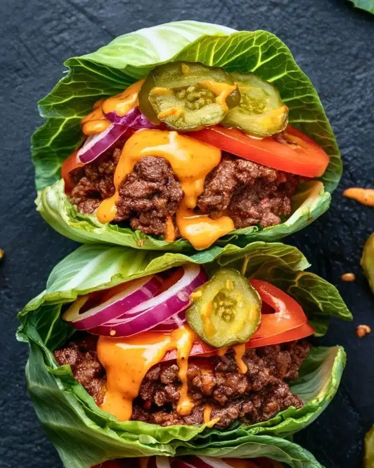 Cheeseburger Cabbage Wraps