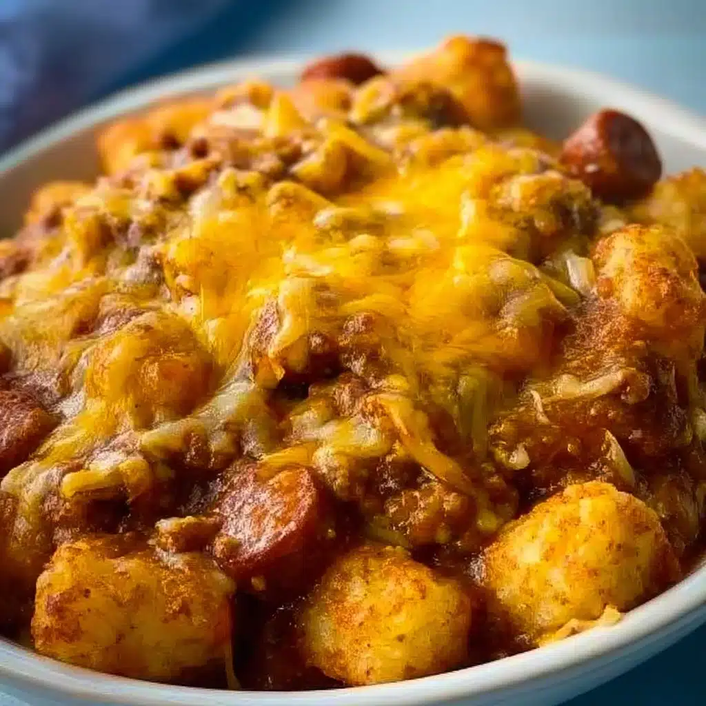 Cheesy Hot Dog Tater Tot Casserole