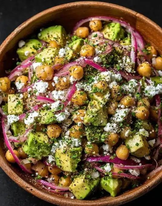 Chickpea Feta Avocado Salad