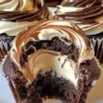 Delicious Chocolate Coffee Cream Cupcakes topped with rich coffee frosting