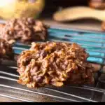 Chocolate and peanut butter keto no bake cookies on a plate