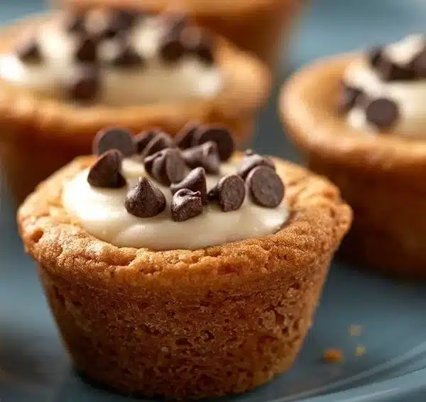 Delicious Cookie Cups filled with creamy cheese filling, perfect for desserts.