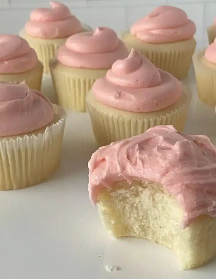 Homemade Magnolia Bakery Cupcakes arranged beautifully on a plate