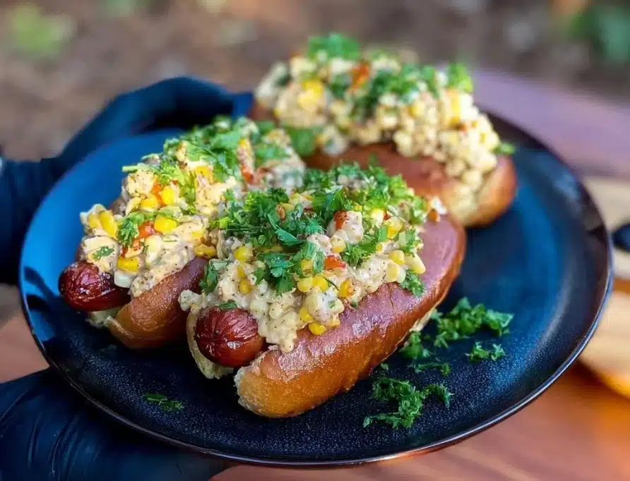 Delicious homemade Corn Hot Dogs served on a plate