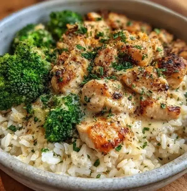 Creamy Garlic Chicken Rice Bowls