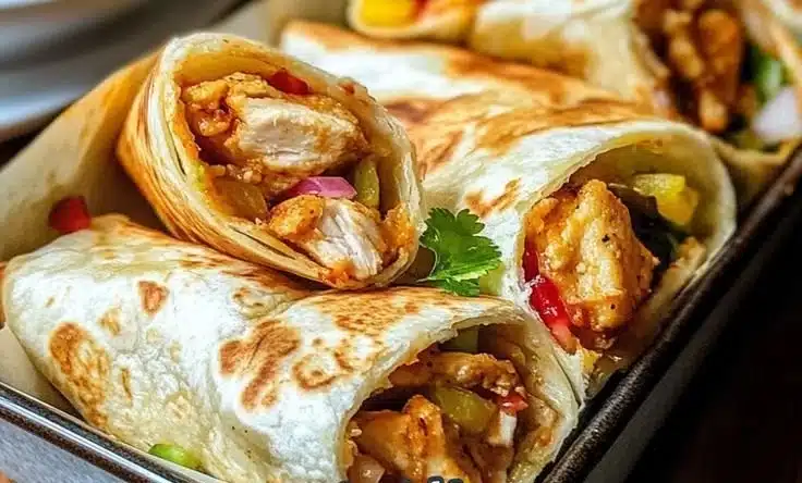 Delicious Firecracker Chicken Wraps with fresh ingredients