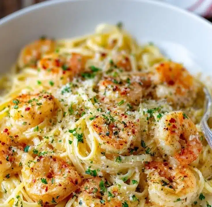 Delicious Garlic Butter Shrimp Scampi Pasta with fresh herbs and lemon