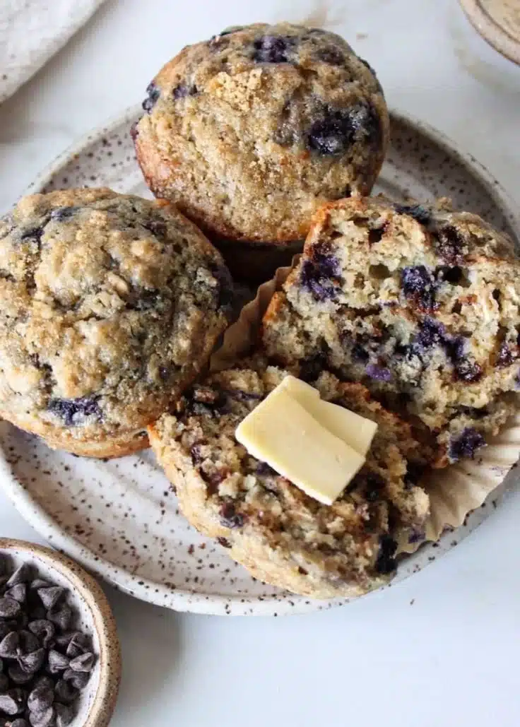 Healthy Blueberry Chocolate Chip Muffins