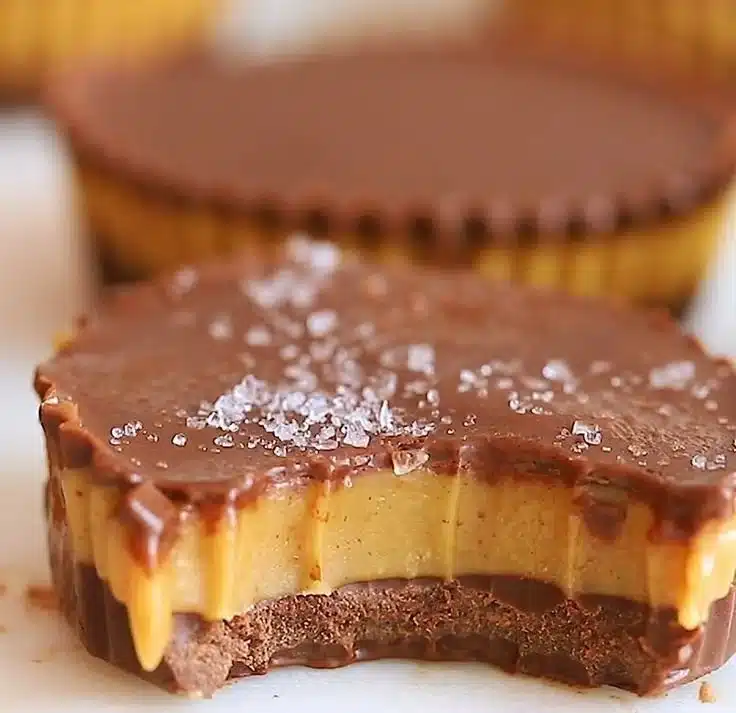 Homemade healthy peanut butter cups made with natural ingredients