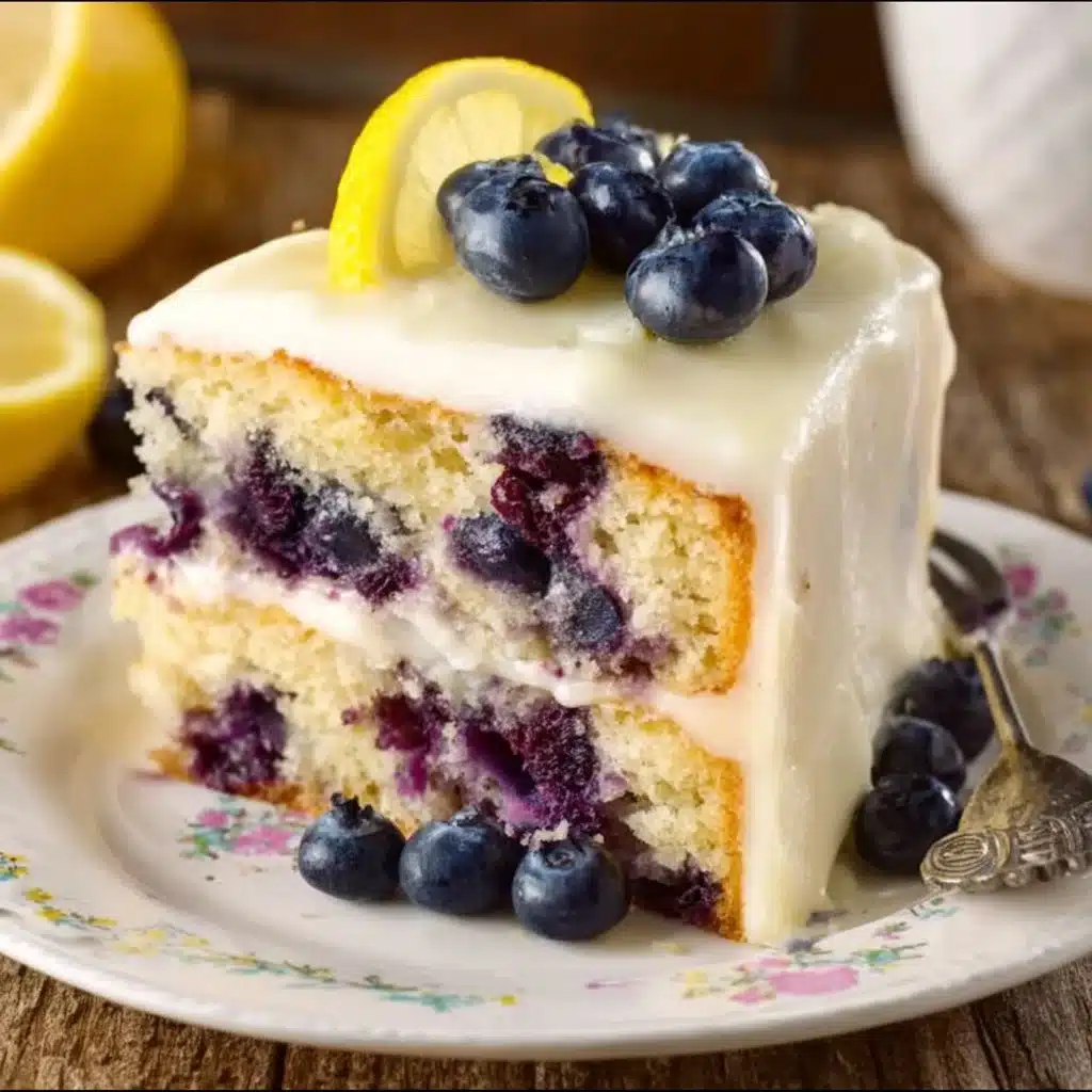 Delicious Lemon Blueberry Cake with fresh blueberries and a zesty lemon flavor