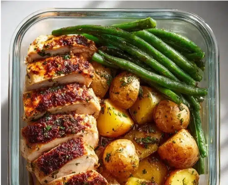 Lemon Garlic Chicken Meal Prep dish ready for a healthy week of meals