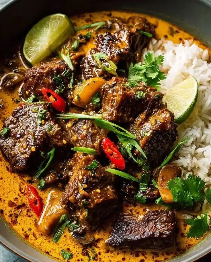 Lemongrass Coconut Braised Beef with Mushrooms