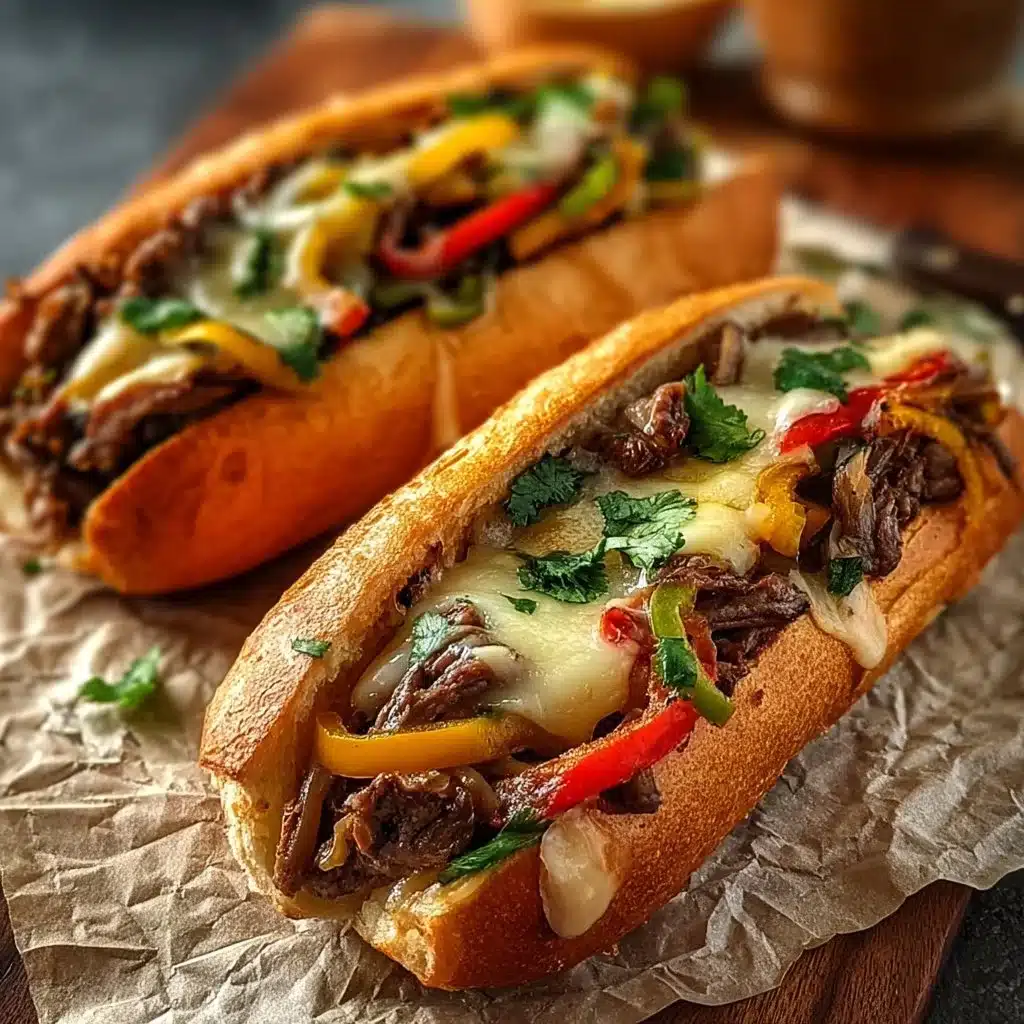 Delicious Meat Bread Philly cheesesteak with melted cheese and savory beef