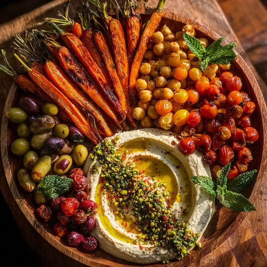 Mediterranean Burrata with roasted carrots on a serving board