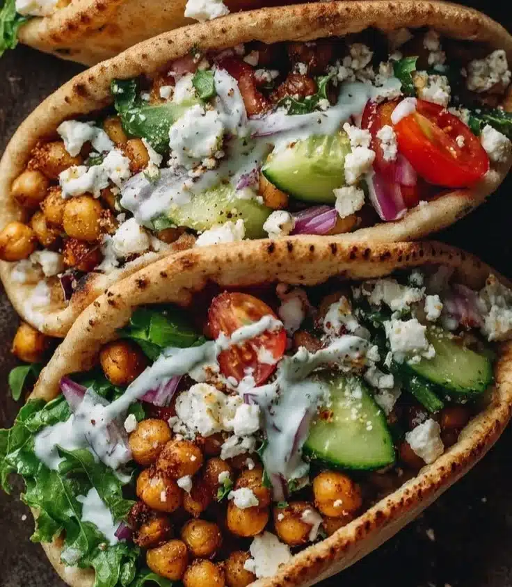 Mediterranean Chickpea Pita Tacos