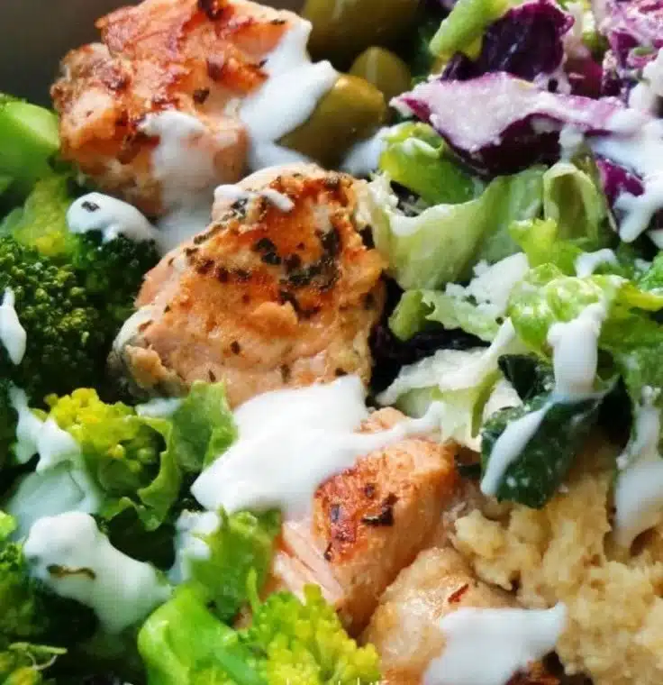 Mediterranean Salmon Bowl | Low-Carb / Keto Option