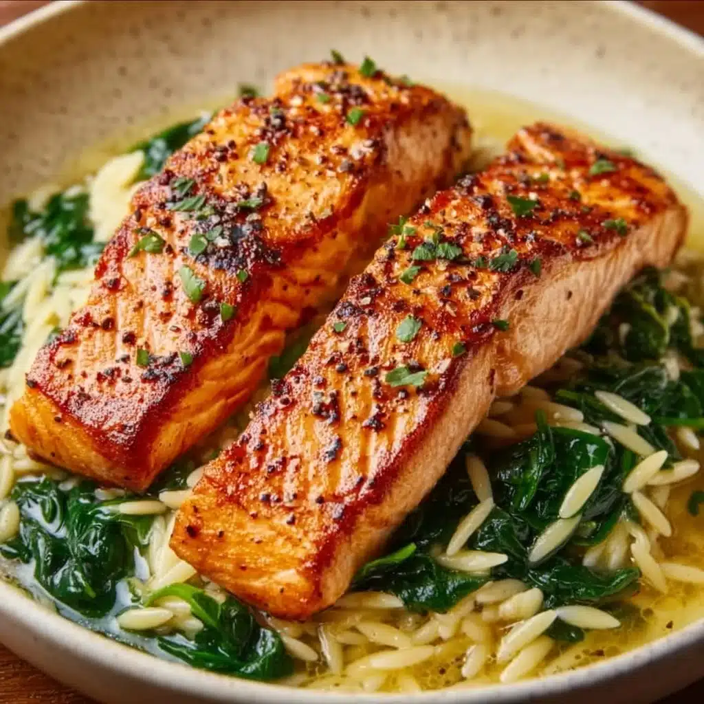 Mediterranean Salmon with Lemon Orzo
