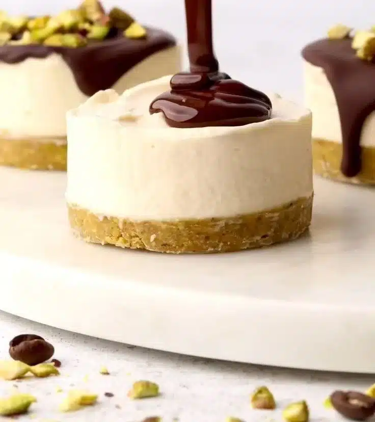 Mini Pistachio and Coffee Cheesecakes