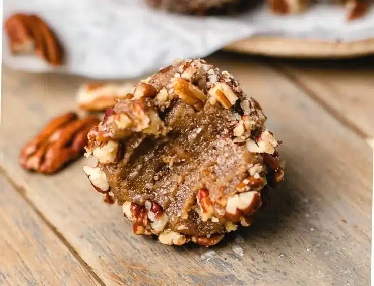 No Bake Pecan Pie Energy Balls made with healthy ingredients