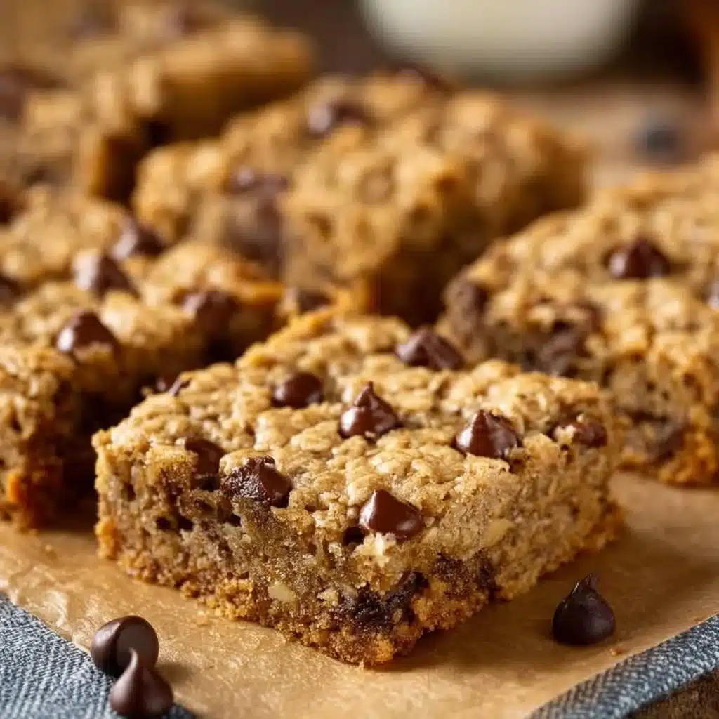 Oatmeal Chocolate Chip Cookie Bars on a plate