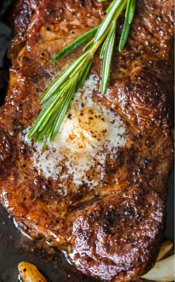 Pan-Seared Steak with Garlic Butter and Rosemary