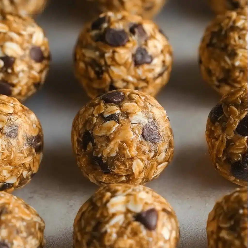 Healthy peanut butter oatmeal balls stacked on a plate