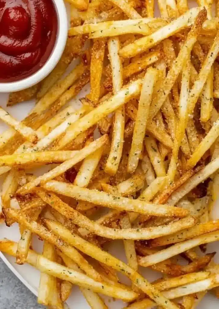 Crispy air fryer fries resembling McDonald's style, golden and perfectly cooked.