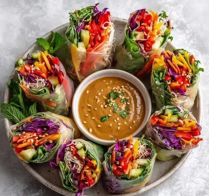 Rainbow Veggie Rice Paper Rolls