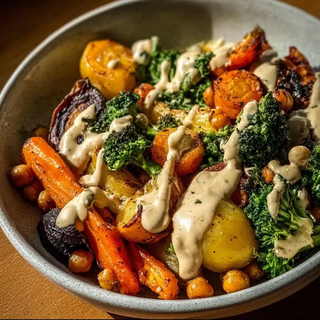 Roasted Vegetable and Chickpea Bowl filled with colorful veggies and chickpeas