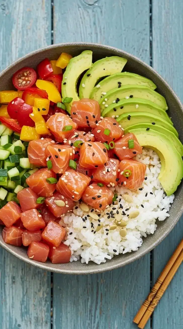 Salmon and Avocado Poke Bowl