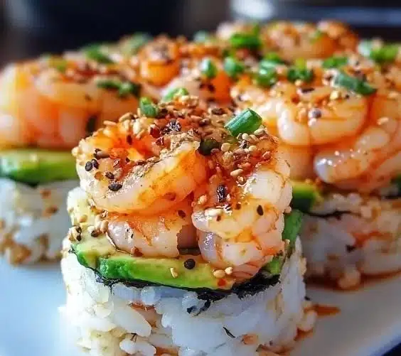 Spicy Shrimp Sushi Stacks