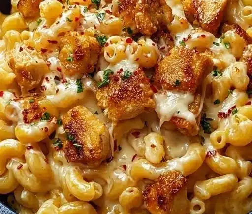 Sweet & Spicy Honey Pepper Chicken Mac ‘n’ Cheese Comfort Bake