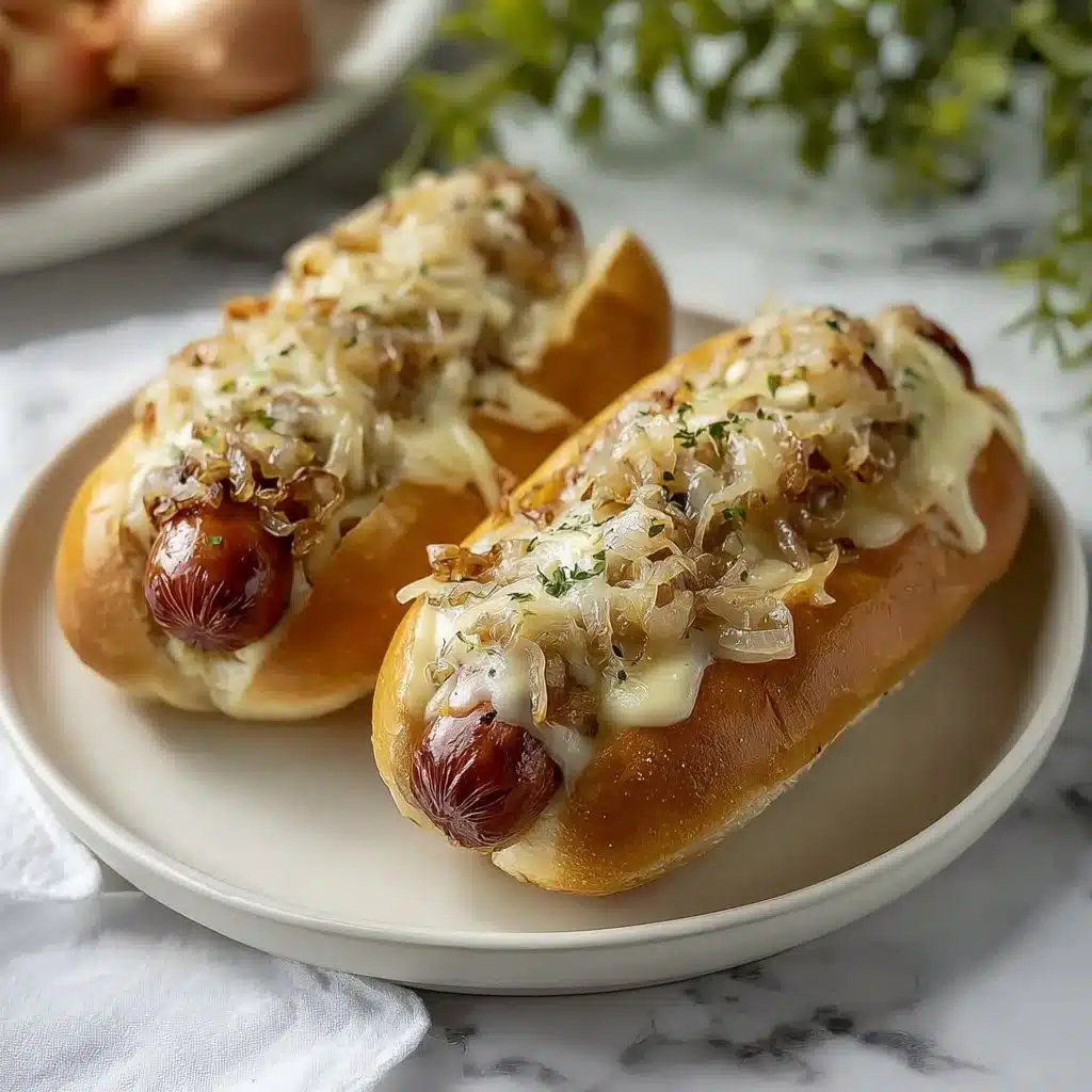 Deliciously caramelized onions served on a hotdog