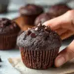 Delicious healthy chocolate muffins on a plate, perfect for guilt-free indulgence.