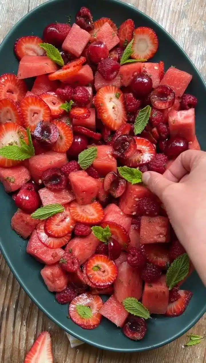 Watermelon Fruit Salad with Lime Mint Dressing