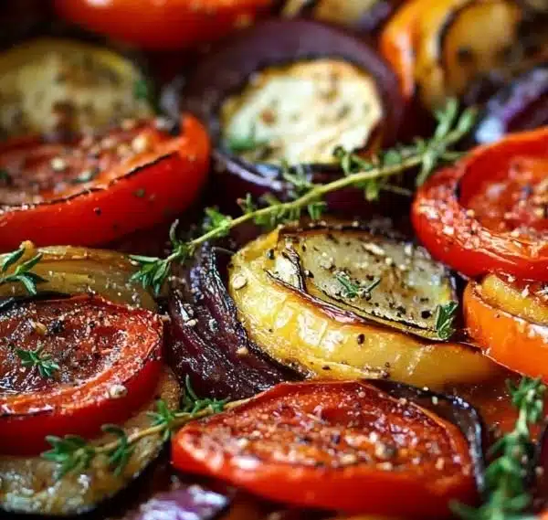 Delicious classic French Ratatouille served in a colorful dish