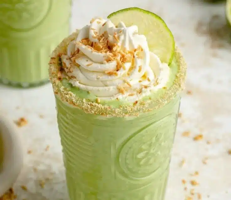 Creamy Coconut Key Lime Pie Smoothie with tropical fruits and a refreshing taste