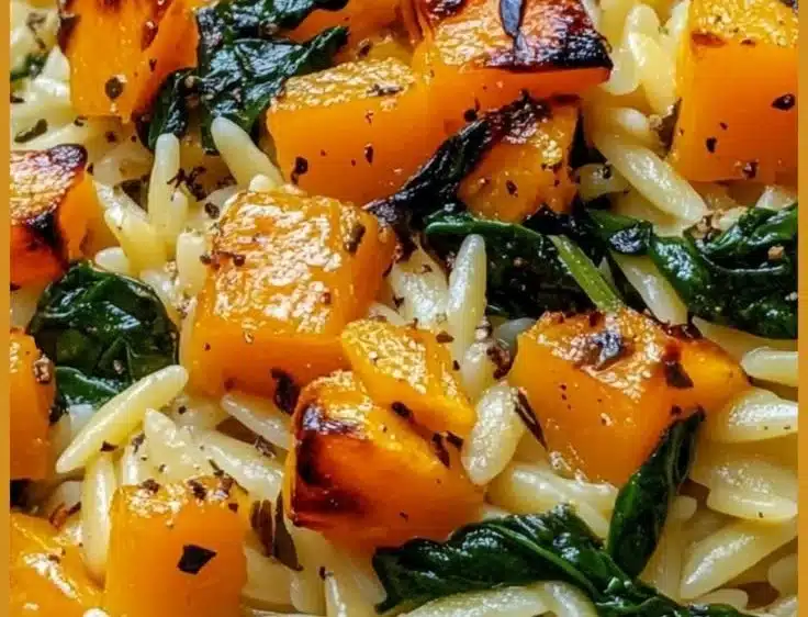 Creamy Orzo with Roasted Butternut Squash and Spinach