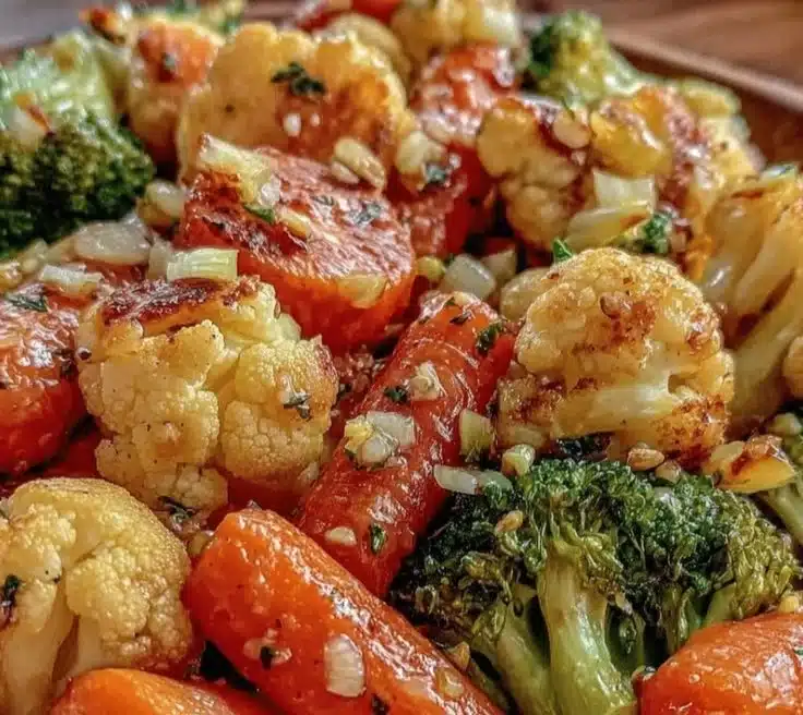 Crispy roasted frozen vegetables served as a healthy side dish