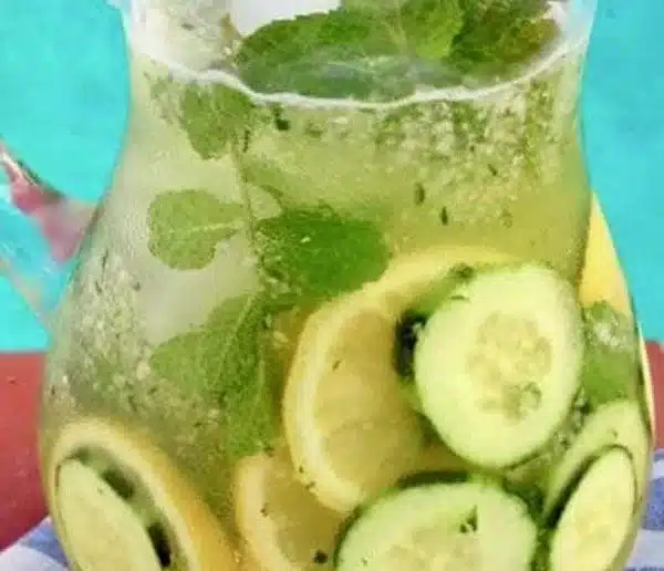 Refreshing glass of Cucumber Mint Lemonade with garnishes