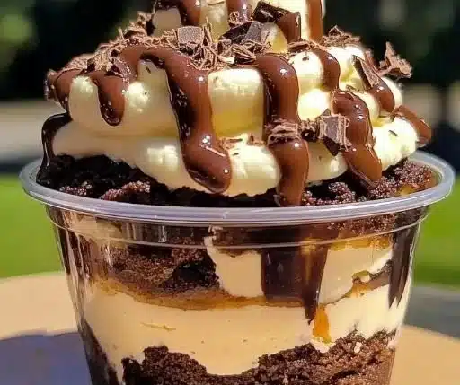Loaded brownie cheesecake cups dessert in a cupcake mold