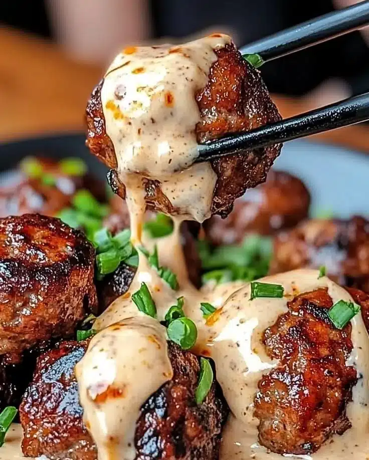 Korean BBQ Meatballs with Spicy Mayo Dip