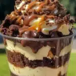 Loaded Brownie Cheesecake Cup: a delightful dessert with layers of brownie and cheesecake