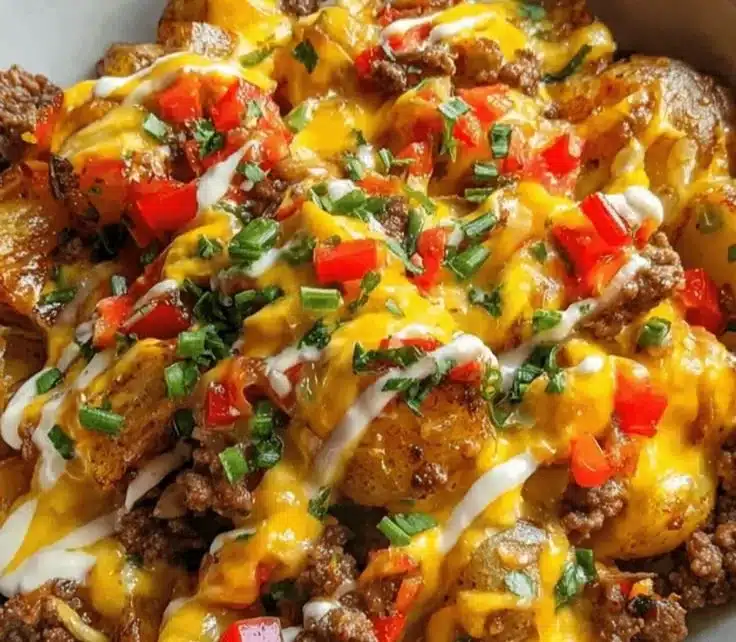 Loaded Southwest Potato Bowls topped with fresh ingredients and spices
