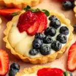 Assorted mini fruit tarts with vibrant fresh fruits on top