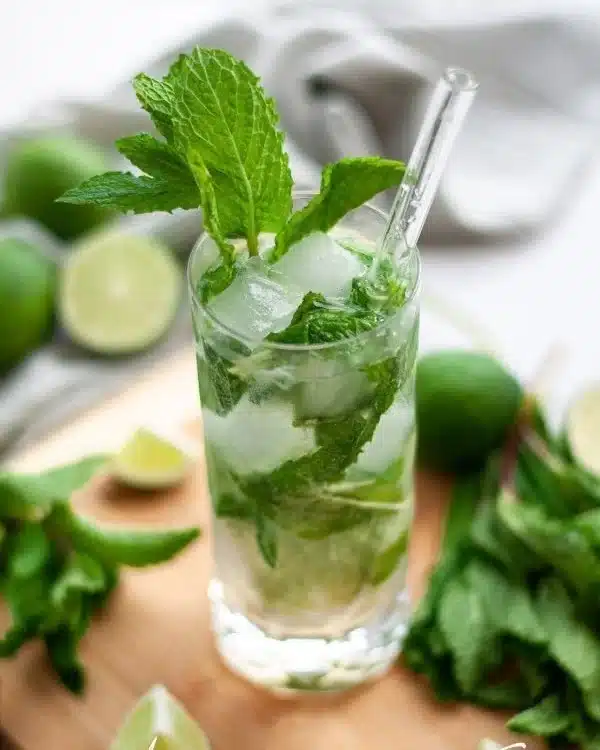 Refreshing Mojito Mocktail with mint and lime served in a glass