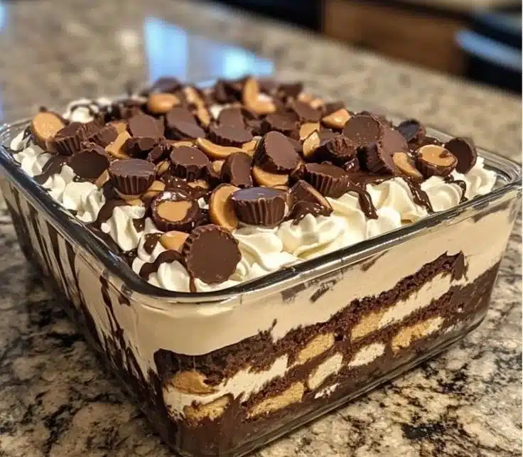 Delicious no-bake chocolate peanut butter mousse dessert in a serving bowl