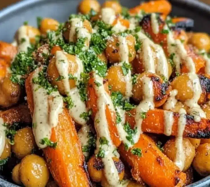 One-Pan Roasted Carrot and Chickpea Bowl